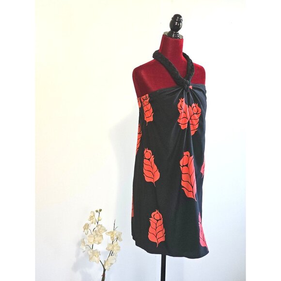 NWT Temperley London Women's Red Black Floral Silk Halter Neck Dress Size 6 2338 - Picture 5 of 13